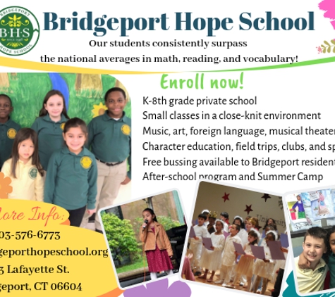 Bridgeport Hope School - Bridgeport, CT. Post card from Bpt Hope School