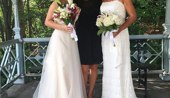 Officant NYC - New York, NY. Two beautiful brides LGBT wedding in Ladies Pavillion Central Park