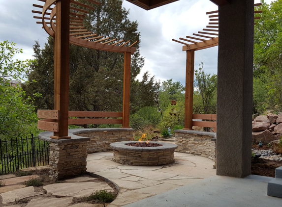 Distinctive Terrascapes - Colorado Springs, CO. Pergola Fire-Pit