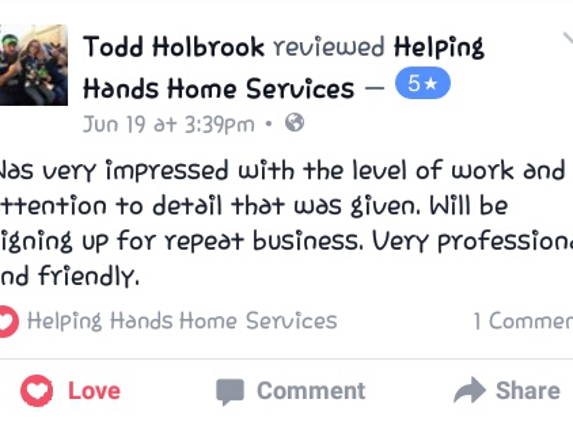 Helping Hands Home Services - Tacoma, WA. Facebook review on their fb website