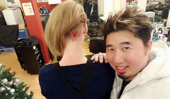 Episode Salon & Spa - San Francisco, CA. Asymmetric cut with  Red color heart on 1 side