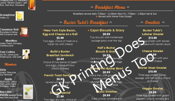 GK Printing - Eustis, FL. Need to redo your menu? Give GK Printing a call!