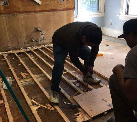 A to Z Improvement & Restorations - Lawrence Township, NJ. Had to have all this wood torn off and the orig subfloor removed to level at the beams to do it right