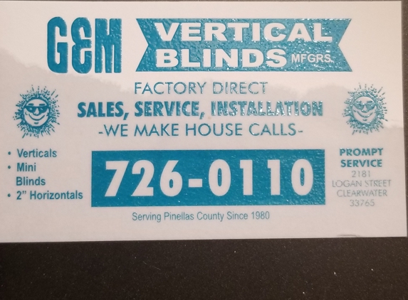 Gem Vertical Blinds Mfgrs - Clearwater, FL. Love this place!