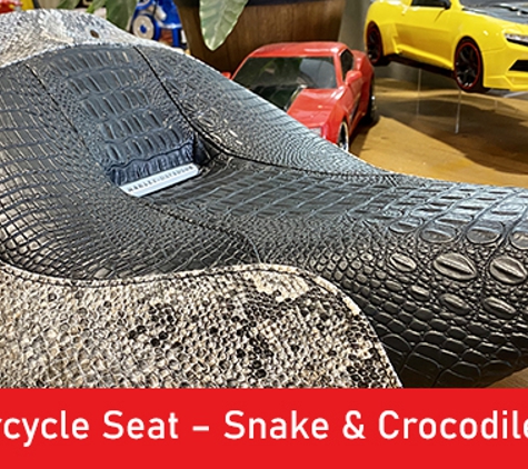 Marino’s Auto Upholstery - Bungalow, QLD. Motorcycle Seat – Snake & Crocodile Skin