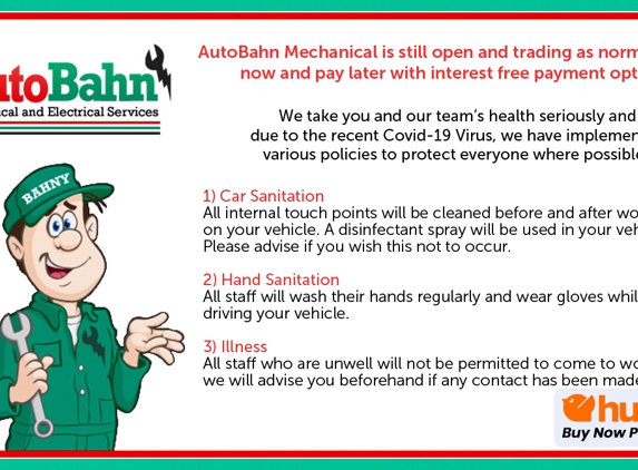 Auto Bahn Mechanical & Electrical Services Beeliar - Yangebup, WA. Autobahn Mechanical Is Still Open And Trading As Normal Service Now And Pay Later With Interest Free Payment Options