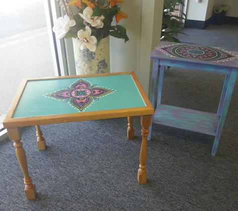 Mystical Journeys - Alton, IL. Hand-painted tables
