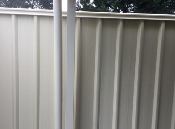 All Round Trade Constructions - Tarneit, VIC. Either the post is crooked or the fence or both!