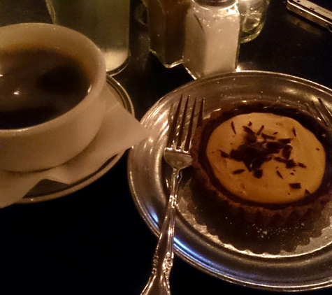 Bon Vivant Market & Cafe - Los Angeles, CA. Double chocolate pumpkin pie with a cup of americano