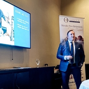 Outlook Wealth Advisors - Houston, TX. Michael Neuenschwander, CPA, CFP® presents retirement planning tips at one of Outlook Wealth Advisors monthly educational workshops.