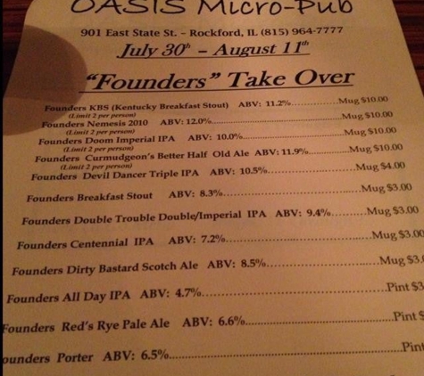 Oasis Micro-Pub - Rockford, IL