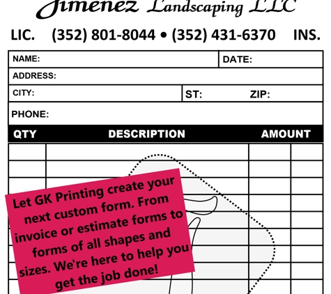 GK Printing - Eustis, FL. Custom Business Forms by GK Printing
