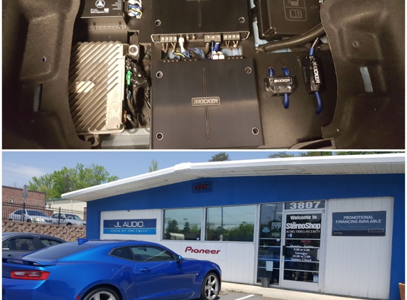 The Stereo Shop - Winston Salem, NC. Chevrolet Camaro Custom stealth placed amps on factory Bose system to enhance the sound, equalization and in car sound staging.