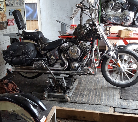 Cycle Shack - Longview, TX. That's not my forks and wheel. I had to put those on it just to move it out of his shop.