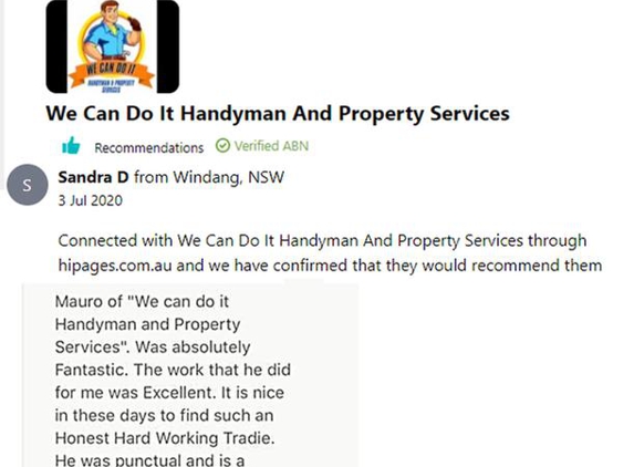 We Can Do It Handyman and Property Services - Figtree, NSW. My Review on Hipages