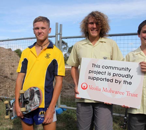 Upper Lachlan Shire Council - Swimming Pool - Gunning, NSW. Gunning’s Ryan, Will and Ben on site at the new Gunning Skate Park
