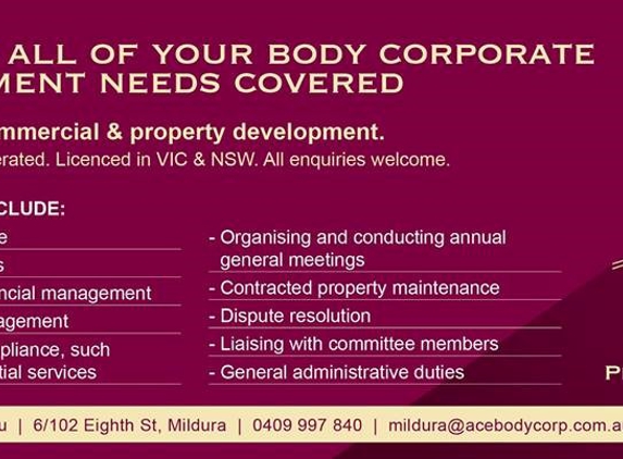 ACE Body Corporate Management (Mildura) - Mildura, VIC