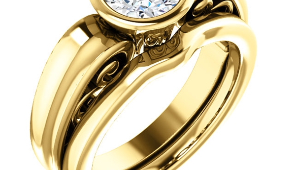 Jewelry by Sanders & Franklin LLC. - Hypoluxo, FL. 14KT YELLOW GOLD 1 CT TW 6.5 MM ROUND CENTER STONE DIAMOND ENGAGEMENT RING SET WITH SI2-SI3 CLARITY & G-H COLOR