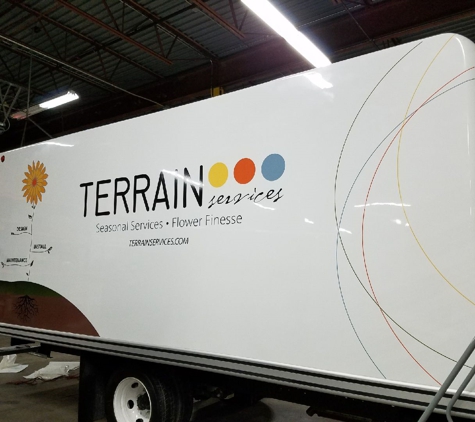 Riffland Solutions - Minneapolis, MN. Terrain semi-trailer; Graphic design and installation completed by Riffland Solutions team.