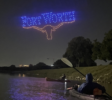 TC Paddlesports at Panther Island - Fort Worth, TX. Evening paddle tour during drone show