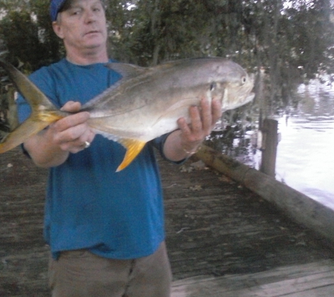 Aqua Time Pro Kayak Fishing Guides - Melbourne, FL. Kc B. with a very large Jack Crevalle from the Eau Gallie Habor.