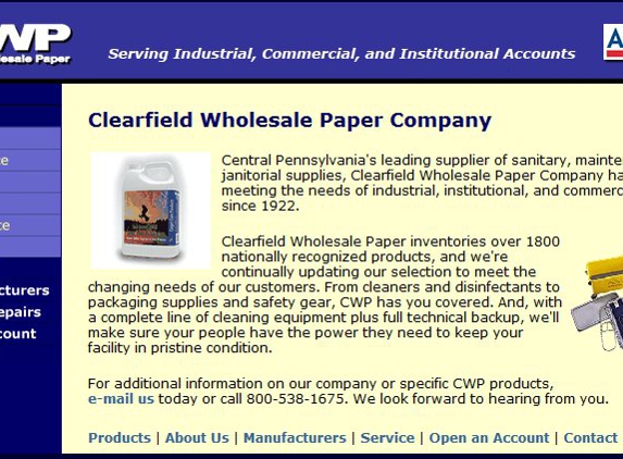 Clearfield Wholesale Paper Company, CWP-Online.com - Clearfield, PA