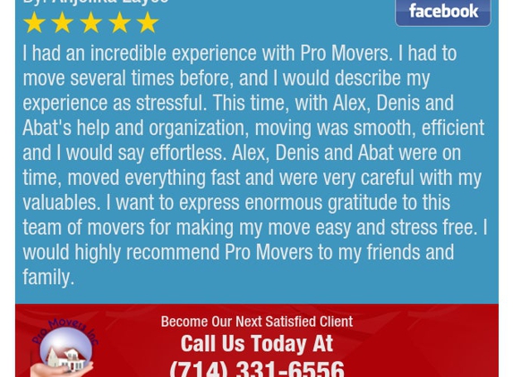 Pro Movers Inc. - Costa Mesa, CA