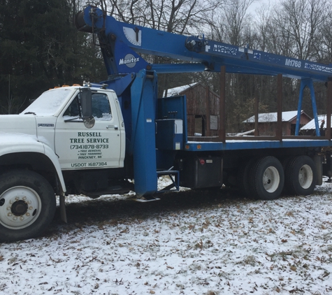 Russell Tree Service - Pinckney, MI. Log truck./ crane