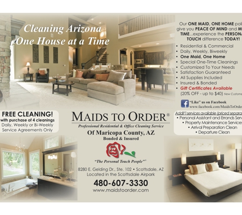 Maids to Order of Maricopa County AZ - Scottsdale, AZ. Cleaning AZ, One Home at a Time!