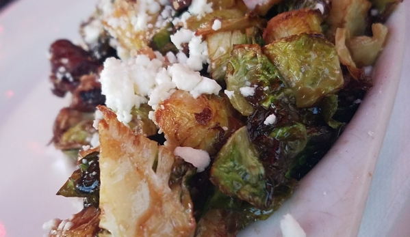 Boatyard Cafe - Ventura, CA. Delicious crispy balsamic brussel sprouts with feta and candied walnuts