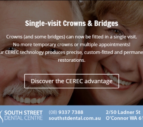 South Street Dental Centre - O'connor, WA. Our CEREC technology produces precise, custom-fitted final restorations in a single visit.