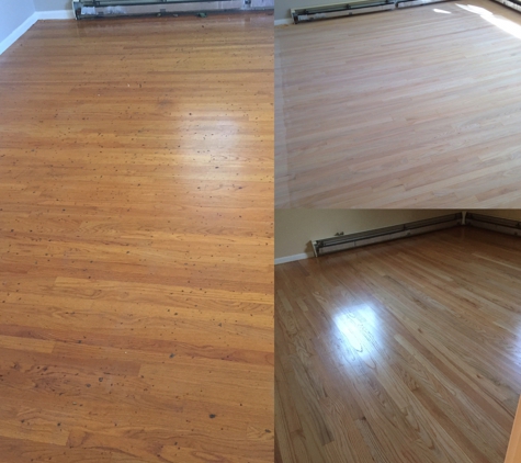 Kingston Hardwood floors - Hampton, NH. Before mid n after refinish