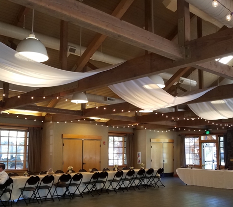 Events By Design, Event Rentals of Oregon - Redmond, OR. Aspen Hall fabric decor, lighting and linens