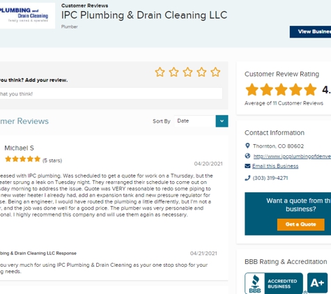 IPC Plumbing & Drain Cleaning - Thornton, CO