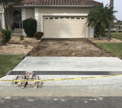 Paradise Pavers - Fort Myers, FL. Concrete driveway removed and new culvert installed before pavers