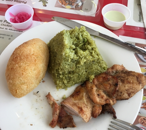 Pollito Con Papas - Albuquerque, NM. #6 - Chicken and Stuffed Potato with side of cilantro rice