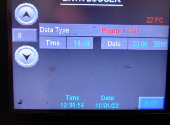 Tweed Byron Plumbing - Banora Point, NSW. Shows date of pump failure.