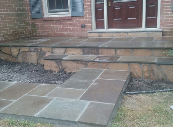 American Veteran General Contractors - Ellicott City, MD. Flagstone porch and walkway install