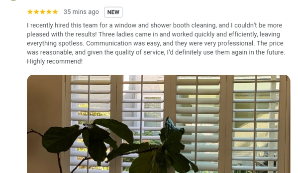 Dust Bunnies of Orange County. "I recently hired this team for a window and shower booth cleaning, and I couldn’t be more pleased with the results! 