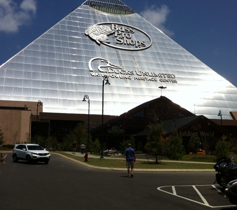 Bass Pro Shops at the Pyramid - Memphis, TN. Great location...and they have a hotel, bar, and restaurant too!