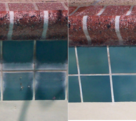 Quality Pool Service - Missouri City, TX. Tile Cleaning - Before & After