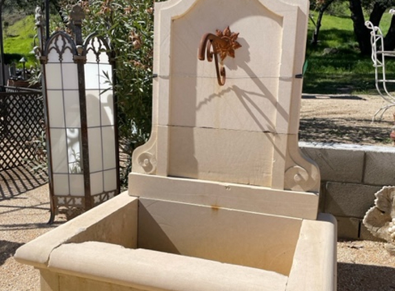 Charme D'antan - Agoura Hills, CA. Hand Carved Limestone Garden Fountain from France