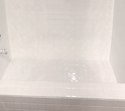 Bathtub Refinishing And Fiberglass Expert - Los Angeles, CA. ceramic tile shower reglazed in white color for a customer in Los Angeles, CA