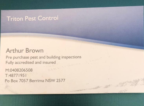 Triton Pest Control - Berrima, NSW. Business Card
