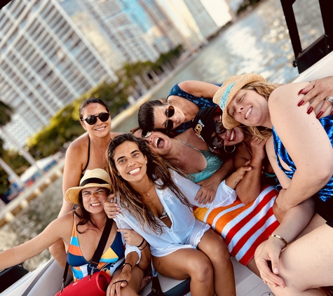 Miami Boat Rental - Miami, FL. beautiful friends on a birthday boat celebration in miami
