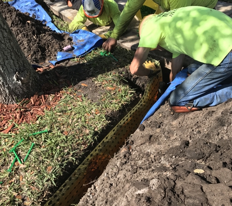 Tri-Brothers Tree & Landscaping - Port Saint Lucie, FL. Bio-Barrier installation to prevent tree roots from growing under sidewalks and driveways, causing cracks and uplifting