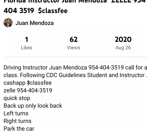 Driving Instructor by Juan Mendoza - Hollywood, FL