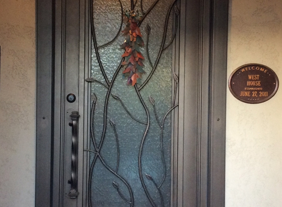 First Impression Ironworks - Tucson, AZ. Front entry door with specialty glass.