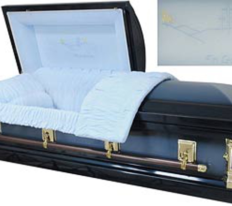 Webb Caskets - Houston, TX. AMBASSADOR DARK BLUE LIGHT BLUE IN GOD'S CARE $1,295.00