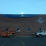 Knauss Property Services - Indianapolis, IN. Masonic Lodge Masonry Restoration.  Tarped open work to protect from weather.
